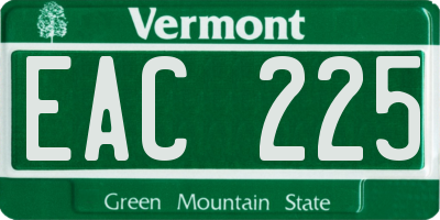 VT license plate EAC225