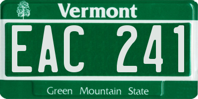 VT license plate EAC241