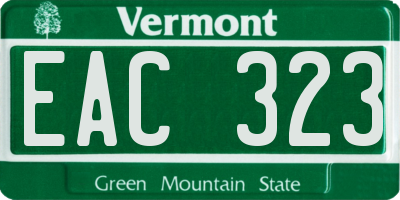 VT license plate EAC323