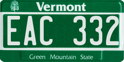VT license plate EAC332