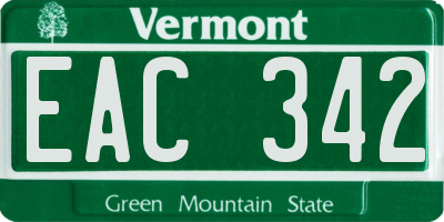VT license plate EAC342