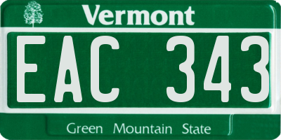 VT license plate EAC343