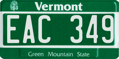 VT license plate EAC349