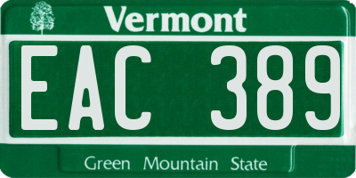 VT license plate EAC389