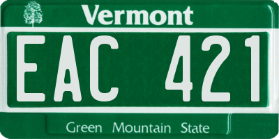 VT license plate EAC421