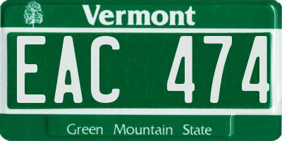 VT license plate EAC474