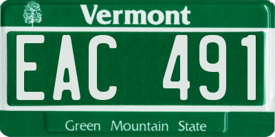 VT license plate EAC491