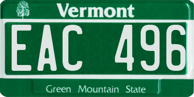 VT license plate EAC496