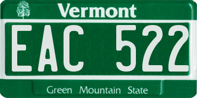 VT license plate EAC522