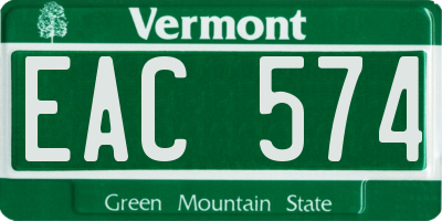 VT license plate EAC574
