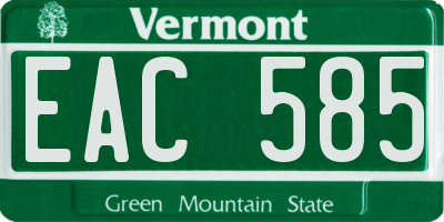 VT license plate EAC585