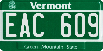 VT license plate EAC609