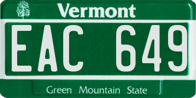 VT license plate EAC649