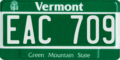 VT license plate EAC709