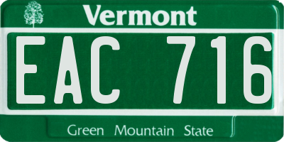 VT license plate EAC716