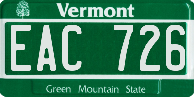 VT license plate EAC726