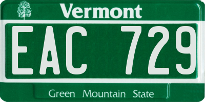 VT license plate EAC729