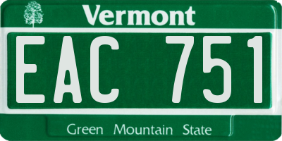 VT license plate EAC751
