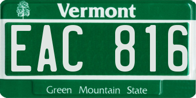 VT license plate EAC816