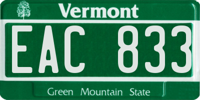 VT license plate EAC833