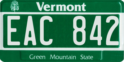 VT license plate EAC842