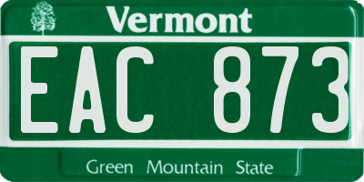 VT license plate EAC873
