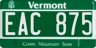 VT license plate EAC875