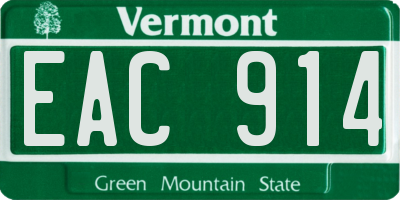 VT license plate EAC914