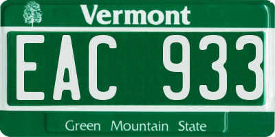 VT license plate EAC933