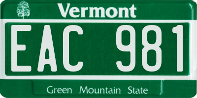 VT license plate EAC981