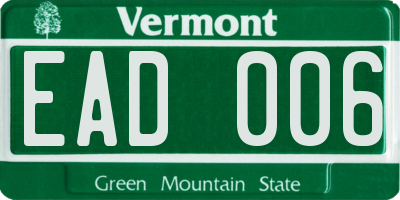 VT license plate EAD006