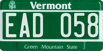 VT license plate EAD058