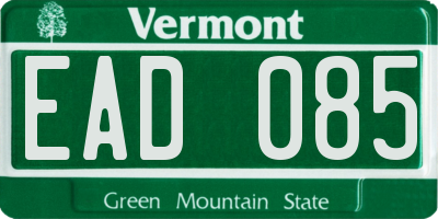 VT license plate EAD085