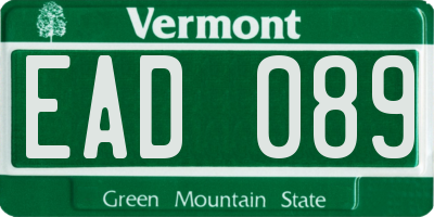 VT license plate EAD089