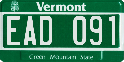 VT license plate EAD091