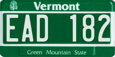 VT license plate EAD182