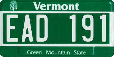 VT license plate EAD191