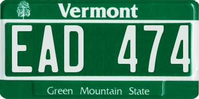 VT license plate EAD474
