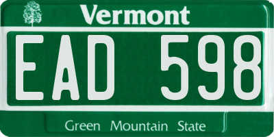 VT license plate EAD598