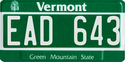 VT license plate EAD643