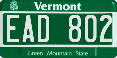 VT license plate EAD802