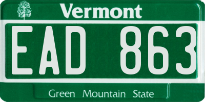 VT license plate EAD863
