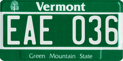 VT license plate EAE036