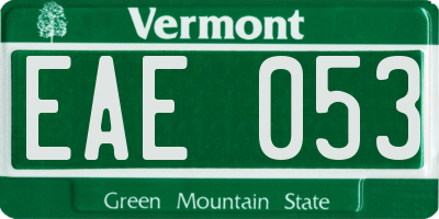 VT license plate EAE053