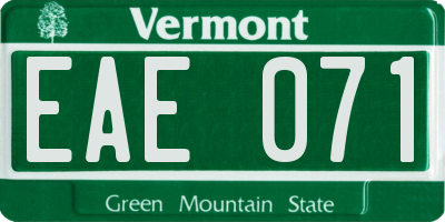 VT license plate EAE071
