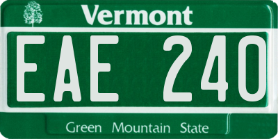 VT license plate EAE240