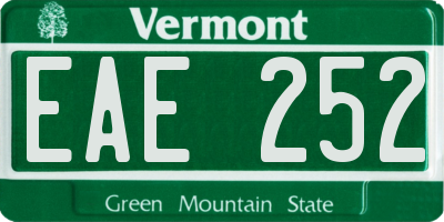 VT license plate EAE252
