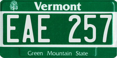 VT license plate EAE257