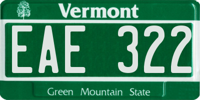 VT license plate EAE322