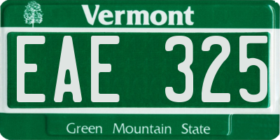 VT license plate EAE325